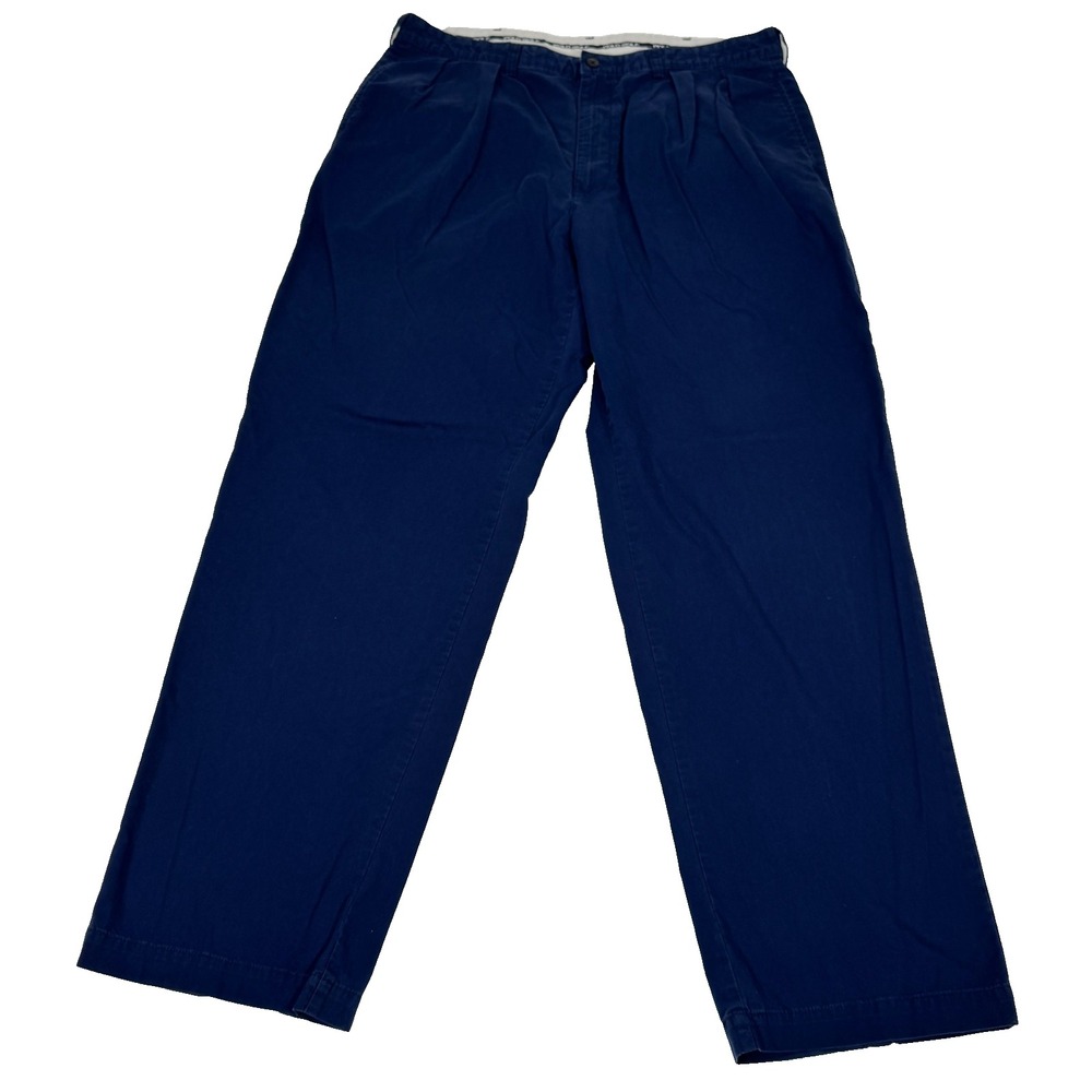 Polo Golf Ralph Lauren Chino Pants Mens 37x32 Navy Pleated Tartan Crest